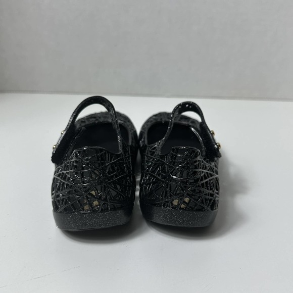 NIB Mini Melissa Campana Little Girls Black/Silver Glitter ZigZag Mary Jane Sz 9 - Picture 13 of 14